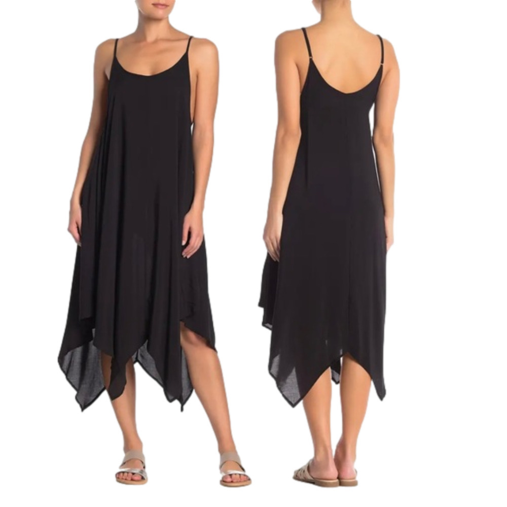 NWT Elan Spaghetti Strap Midi Slip Dress Cover-Up in Black